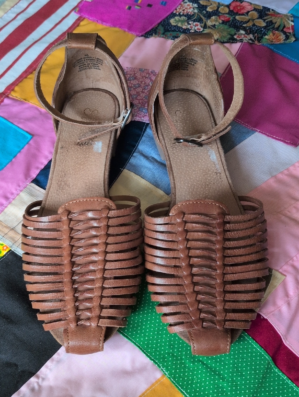 Seychelles Cognac Braided Leather Ankle-Strap Sandals
